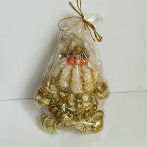Santa Claus Golden Ornate  Festive Christmas Wax Candle 5” NEW READ
